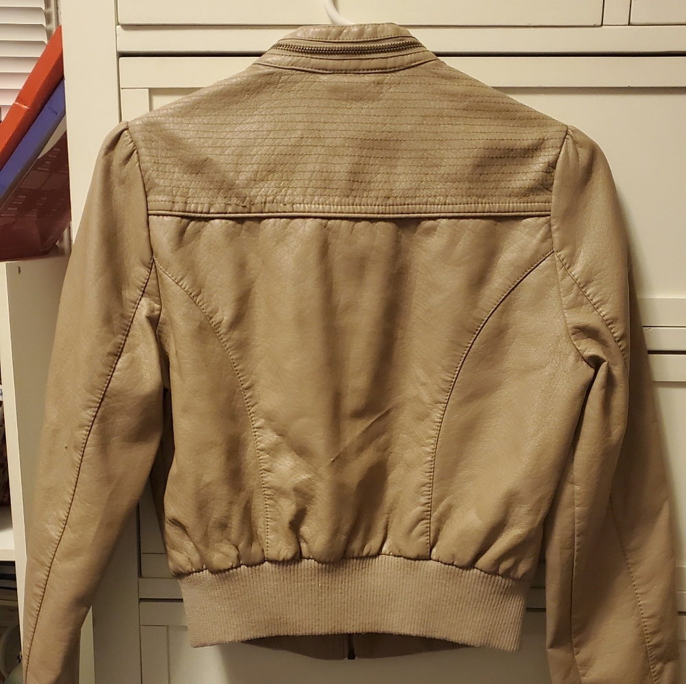 Faux Leather Semi-Crop Jacket